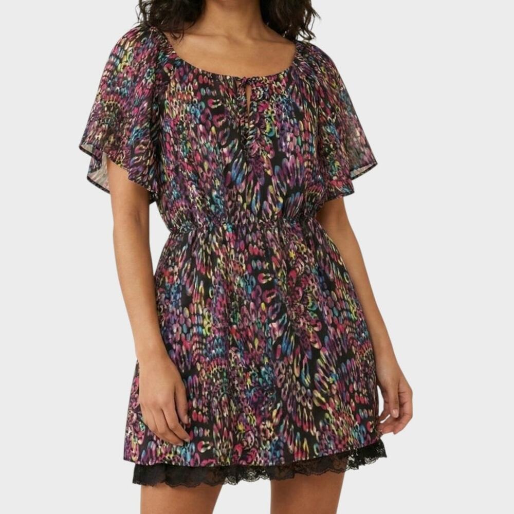Mimi Chica Medium Womens Polyester Dress Purple Pink Floral